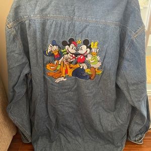 Vintage Disney Store Back Embroidered Denim Mickey & Friends Button Front Large